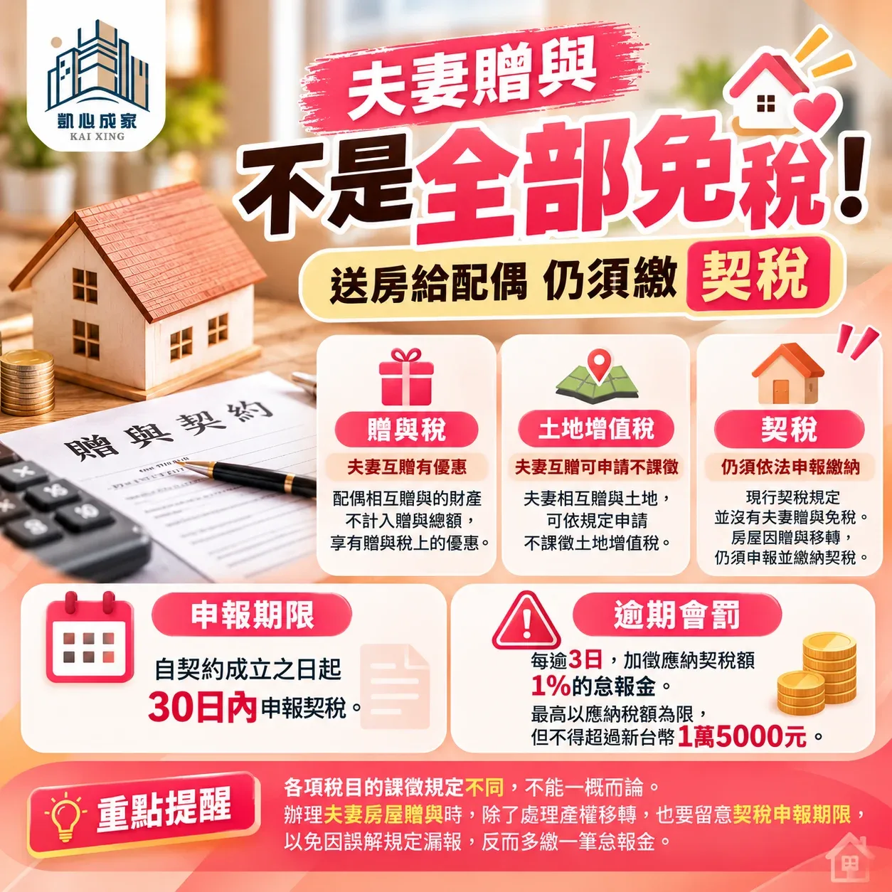 夫妻贈與不是真的免稅!送房給配偶漏繳「這筆錢」恐讓荷包大失血,超過30天還要再加罰